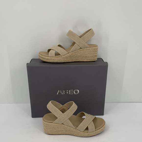 Abeo Shoes - ABEO Riviera Stretch platform wedge espadrille sandal shoe linen strappy new 5